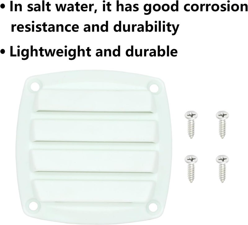 LTEMG Marine Louvered Nylon Boat Vent,White Plastic Square Air Vent,Free Stainless Steel Screws(2 Pcs) - Image 4